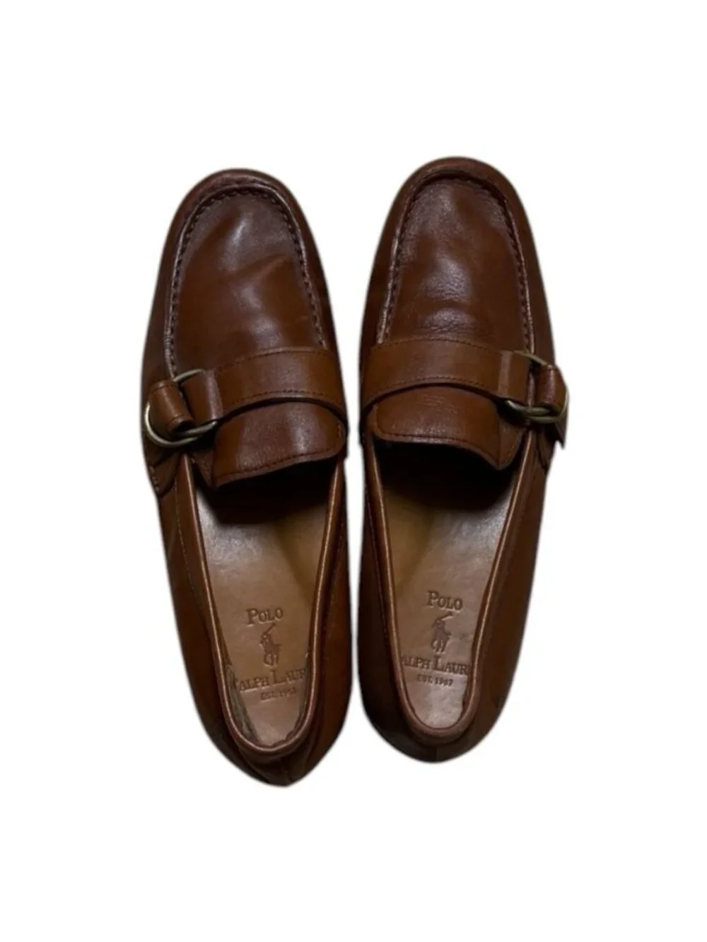 Polo Ralph Lauren Alante Brown Leather Loafers Moc Toe Men’s Size 8D